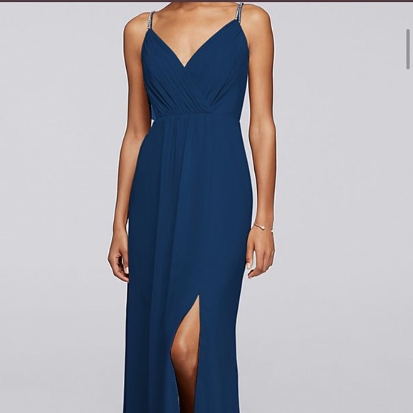 David’s Bridal slate blue bridesmaid dress - Picture 4 of 7